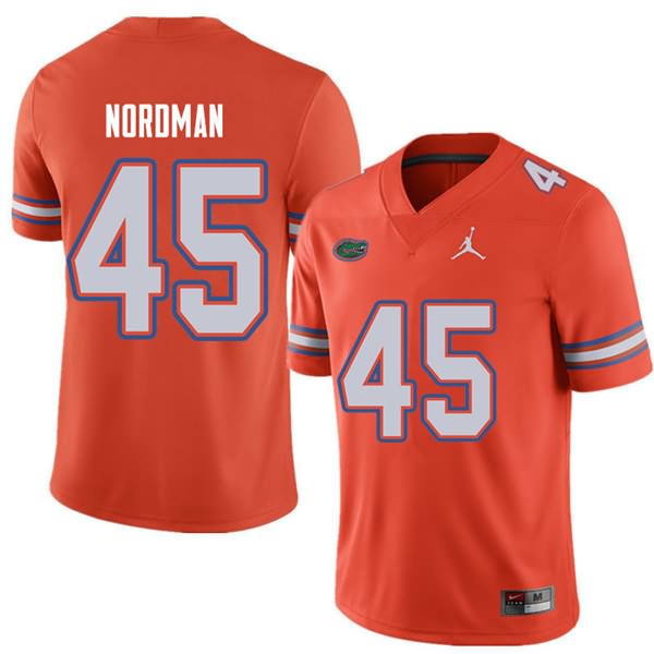 Men's NCAA Florida Gators Charles Nordman #45 Stitched Authentic Jordan Brand Orange College Football Jersey JXO3665OA